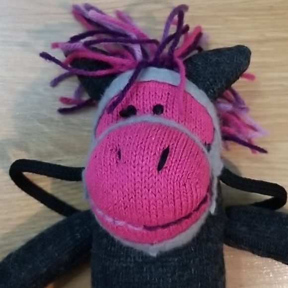 Handmade sock puppet gray & purple horse - Picture 5 of 8